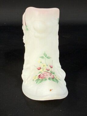 Fenton Art Glass Slipper Shoe "Rose Garden". Signed Brenda Montgomery